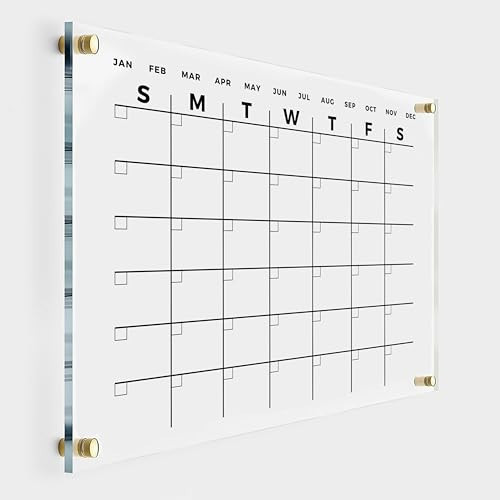 Premium Acrylic Wall Calendar - Reusable Board for Office and Home - Dry Erase Board - Large Glass Calendar for Wall (40x28" (XLarge)) | Amazon (US)