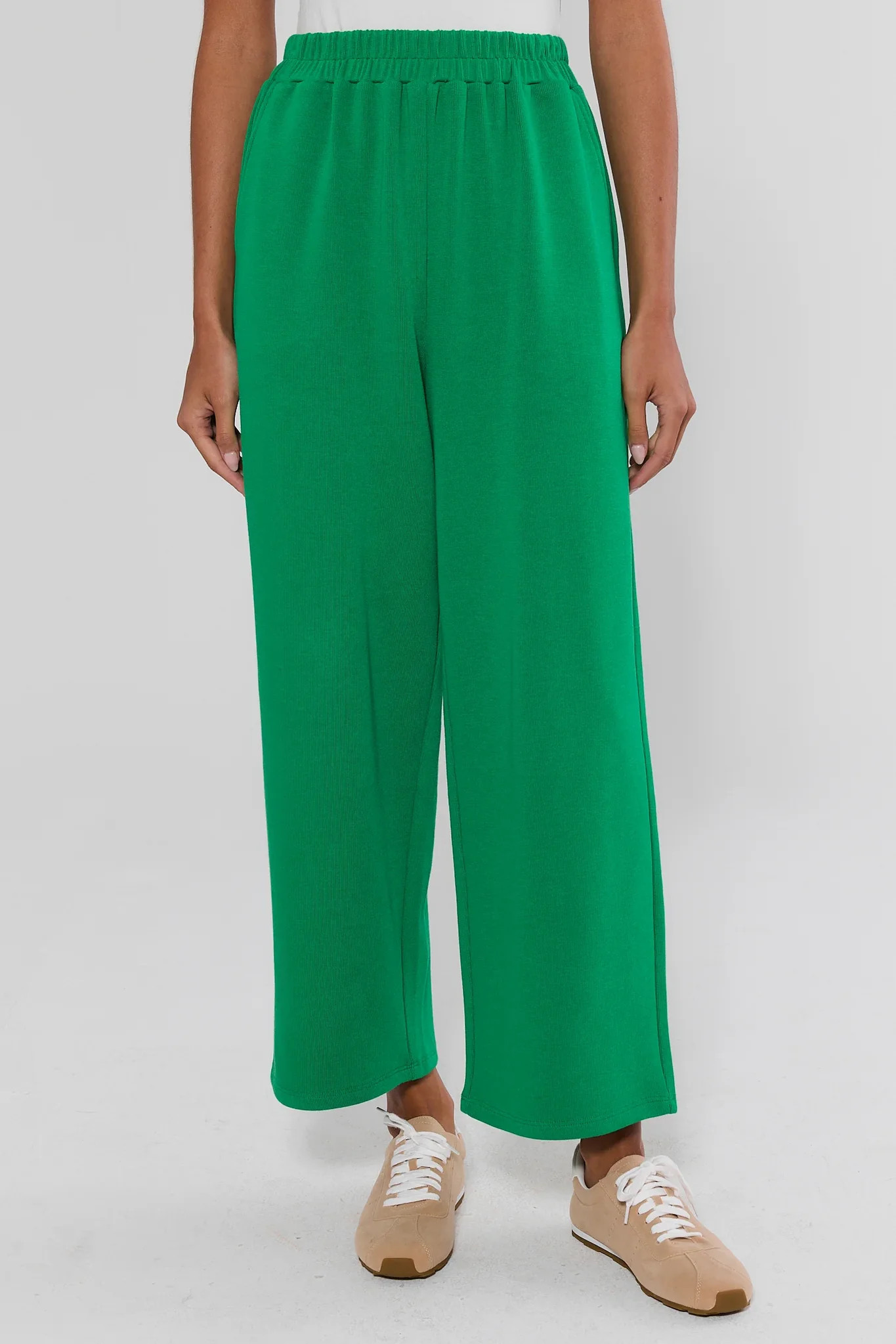 Green Elastic Waist Wide Leg Pants | Avara