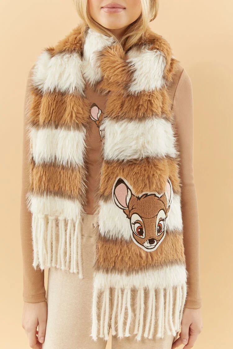 Disney Striped Faux Fur Bambi Scarf | Forever 21 | Forever 21 (US)