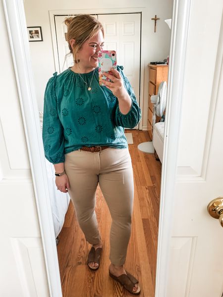 Teacher outfit! My top is old but I’ll link what I can find that’s similar.  Shoes are by Stegmann clogs and they are so comfy if you’re on your feet all day but want to be a little dressier  

#LTKMidsize #LTKShoeCrush #LTKWorkwear