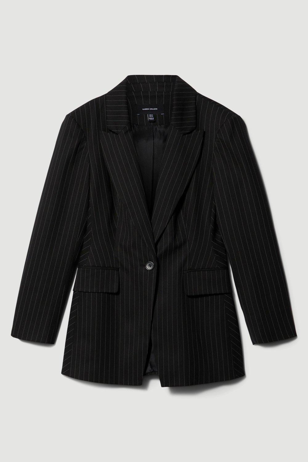 Pinstripe Single Breasted Blazer | Karen Millen UK + IE + DE + NL