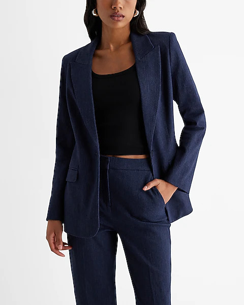 Editor Twill One Button Blazer | Express