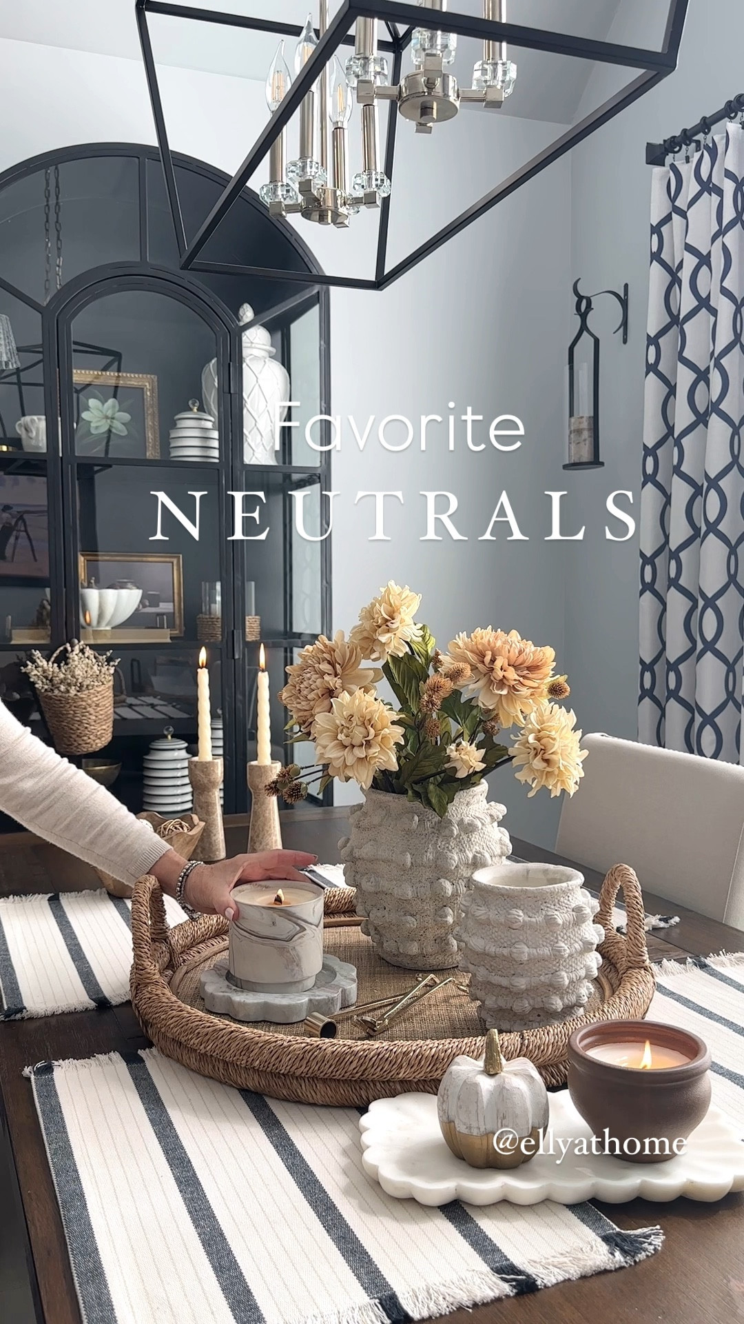Neutral  tray styling. Shop best selling follower favorite Minka vases, marble vessel fall candle, scalloped trays, beige marble candleholders, wood scallop bowl, tray pedestal bowl, woven hurricane candleholder. Fall home decor accessories. Free shipping. Anthropologie, target, Walmart, Amazon home. 

#LTKHome #LTKSaleAlert #LTKVideo