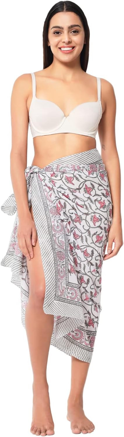 parihan Swimsuit Beach Sarong Cover Ups for Swimwear Women-Hand Print Wrap Skirt | Amazon (US)
