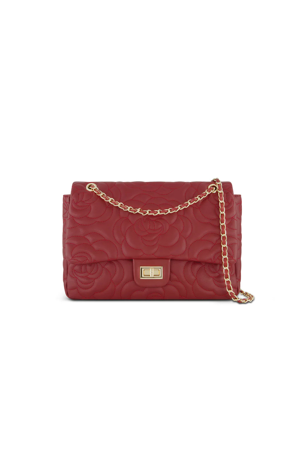 Alessia Rose Embossed Leather Bag - Merlot | The Noli Shop