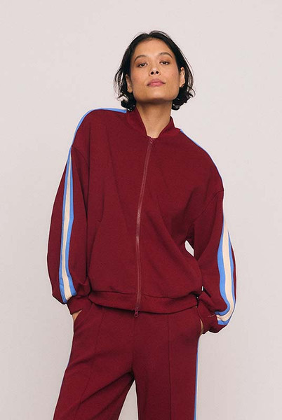 Zipper Track Bomber in Burgundy | Bohemian Traders