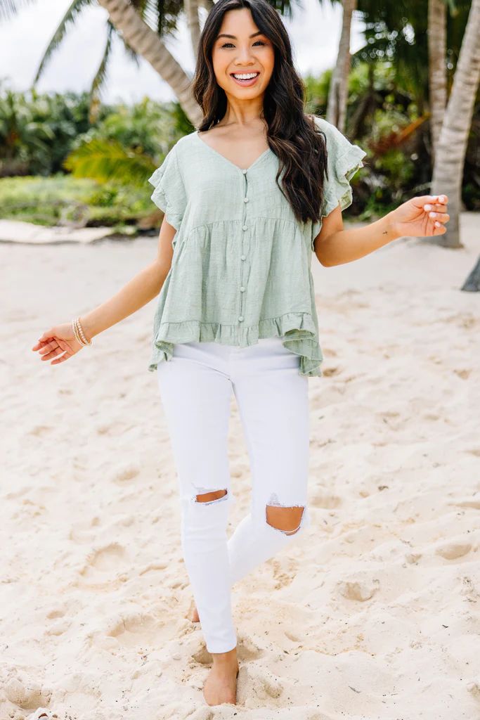 It's Your Choice Sage Green Linen Top | The Mint Julep Boutique