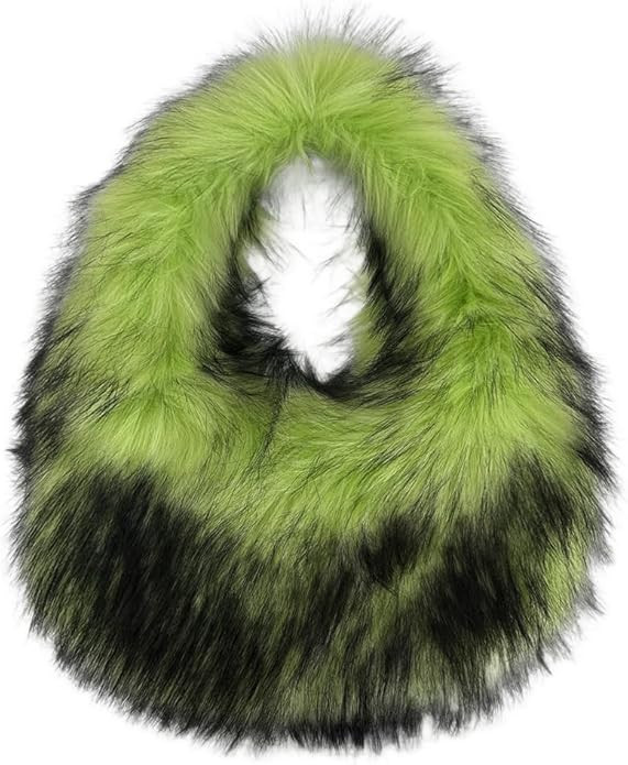Faux Fur Hobo Shoulder Bag for Women - Large Cute Fluffy Tote Plush Handbag Y2K Furry Purse | Amazon (US)