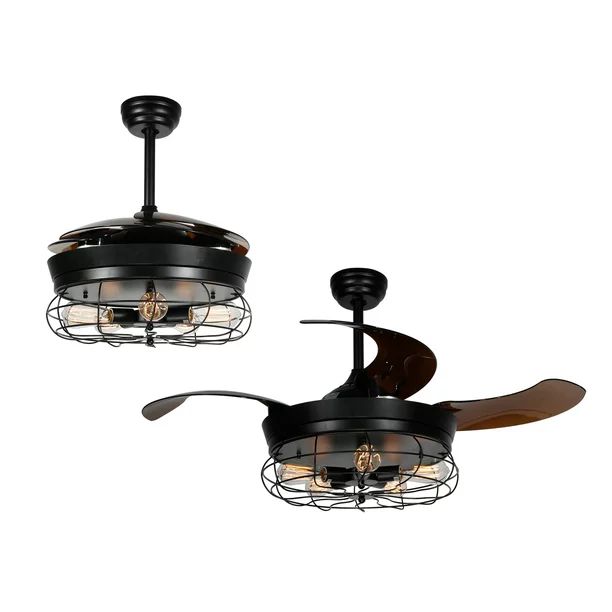 Parrot Uncle Industrial Ceiling Fan with Remote Control Antique Chandelier Fan with 4 Retractable... | Walmart (US)