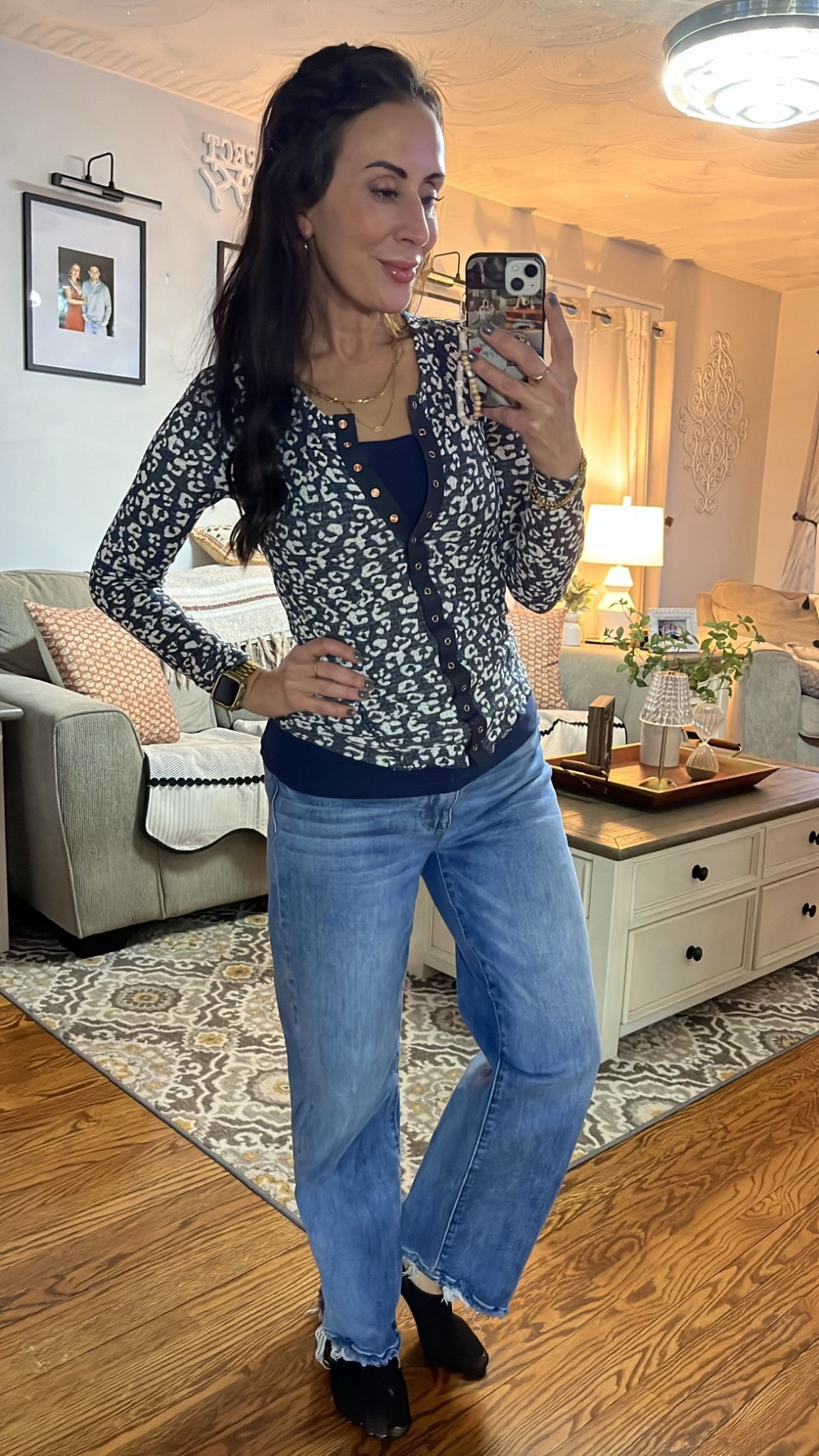 Another day working from home. 
They actually have this listed as a cardi but it is def not one. It is a very thin shirt. 

#LTKdayinmylife #LTKootd #LTKOver40