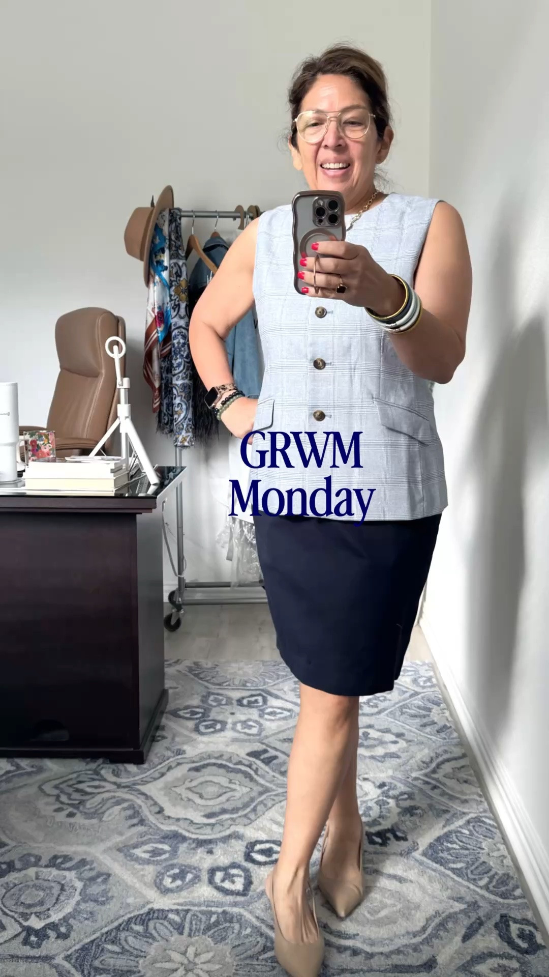 Getting ready for a day of meetings. 
Making it easy with a vest and a skirt. Add jewelry and I am out the door in 5. 

I'm Elisa, a wardrobe stylist, founder of Turnkey Style, and author of The Style Advantage: I Say What HR Can't. I work with professionals and corporate teams to help them show up authentically, on brand, and with confidence. I'm also a mom of two grown boys, a wife, a post-menopausal woman in business, 5'4", a size 14/16 on the bottom and L on top. I've been everything from a size 10–18+, which is why fit, function, and real life always come first.

#LTKgrwm #LTKootd #LTKWorkwear