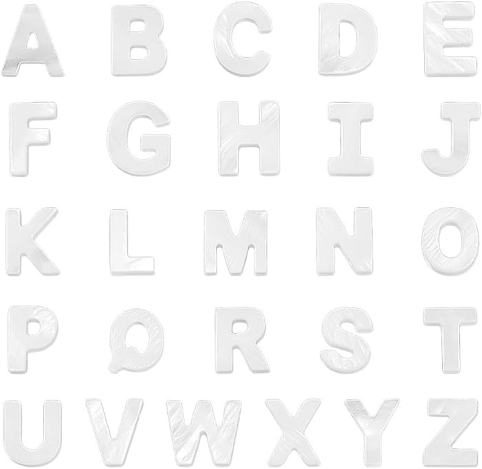 SUNNYCLUE 1 Box 52Pcs 26 Styles Alphabet Charms Beads Letter Shell Beads Bulk Initial Freshwater ... | Amazon (US)