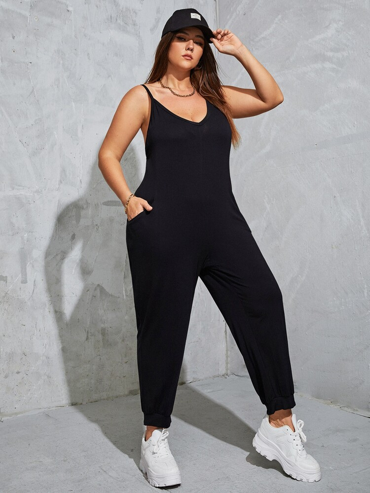 SHEIN Plus Slant Pocket Cami Jumpsuit | SHEIN
