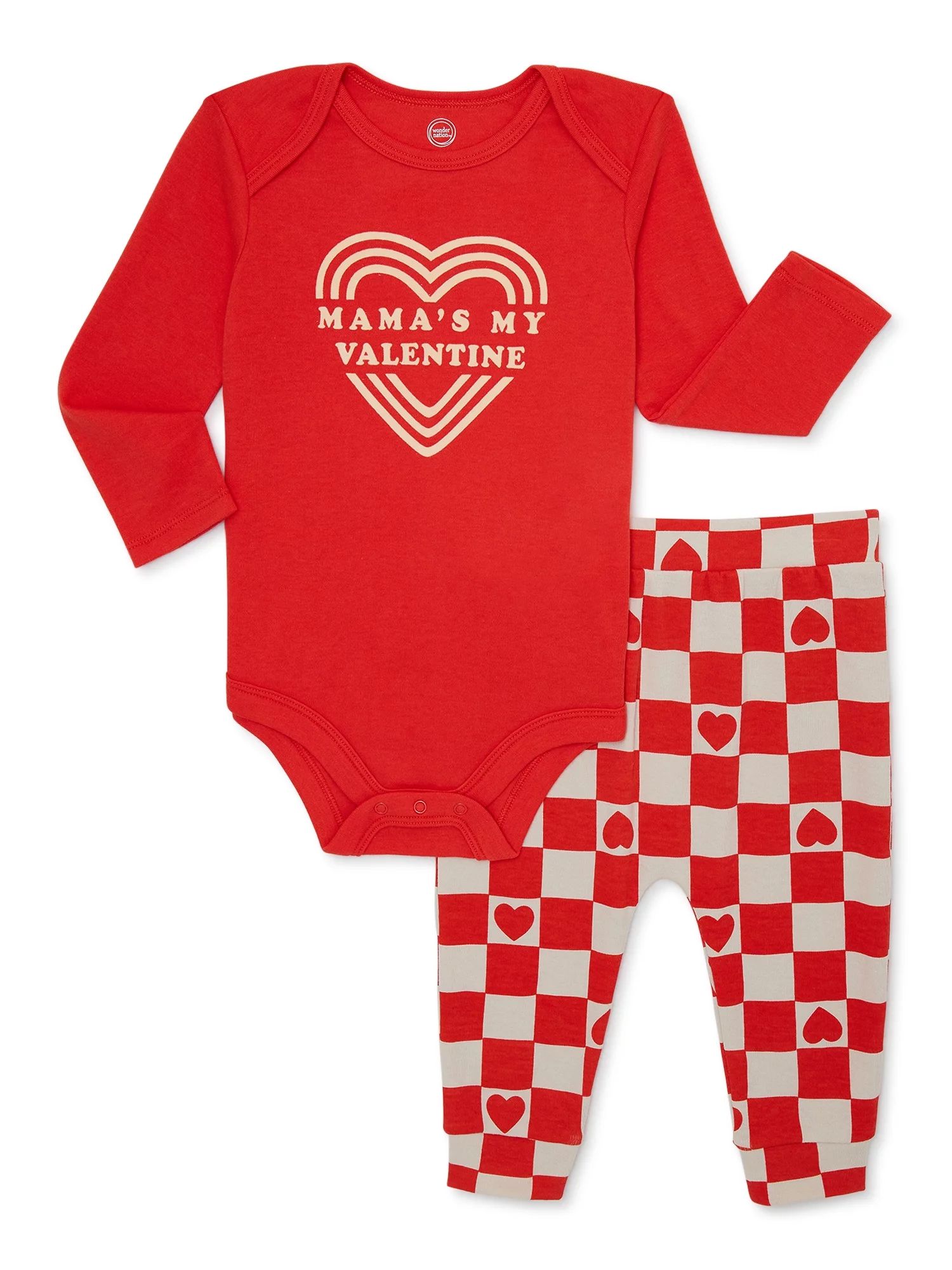 Wonder Nation Baby Boy Valentine Bodysuit & Pants Set, 2-Piece, Sizes 0M-24M | Walmart (US)