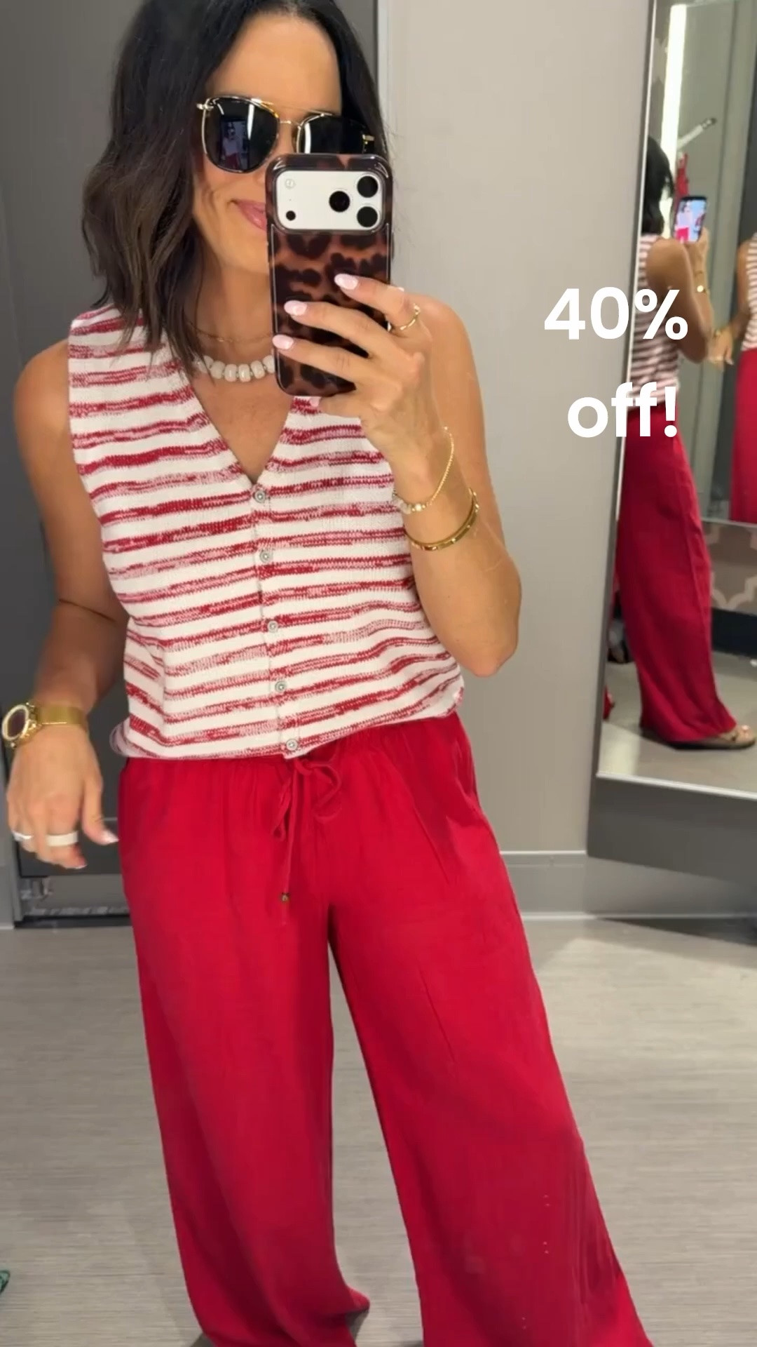red + stripes forever ❤️ this target look is giving easy summer outfit but still cute!! on sale for 40% off and these flowy pants are SO good 👏 #targetstyle #targetfinds #targetsale #summerstyle #casualoutfit #affordablefashion #redoutfit #ootd