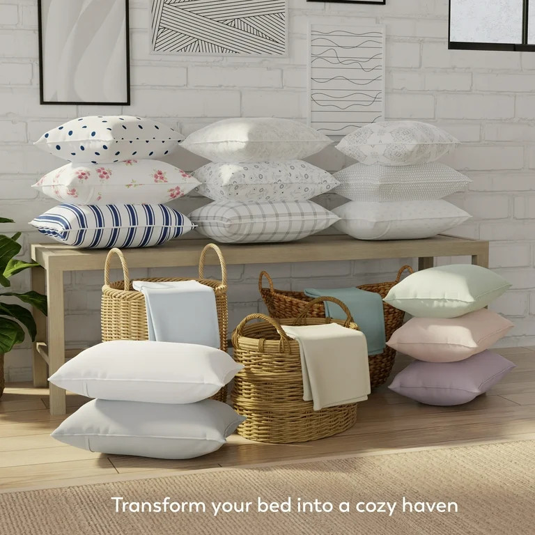 Twin XL White Brushed Cool & Crisp Cotton Blend Percale 3-Piece Sheet Set by Color Sense | Walmart (US)