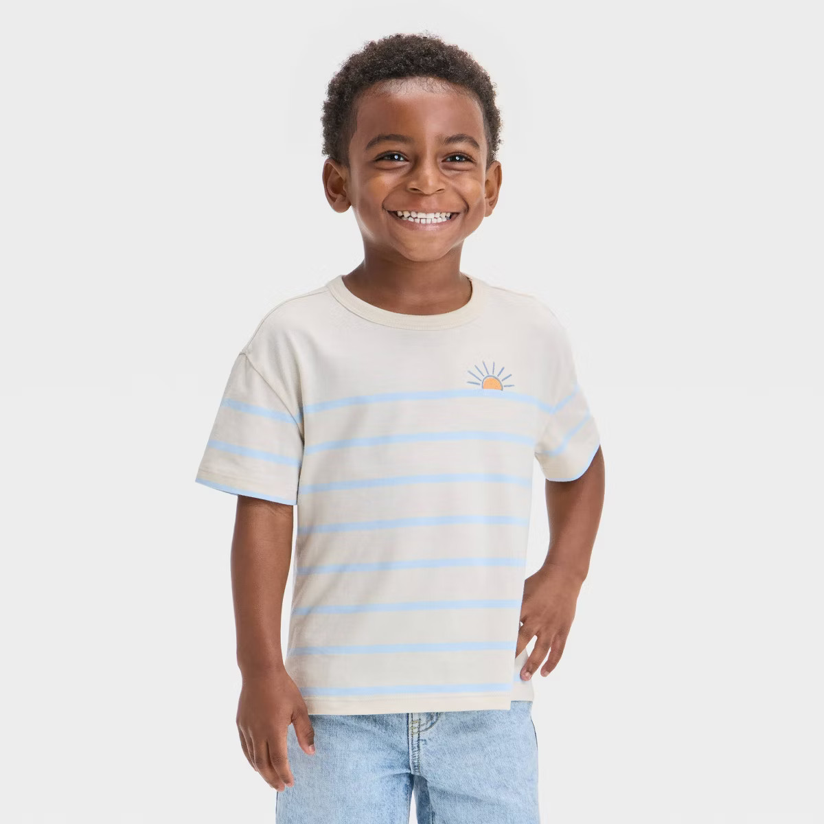 Toddler Boys' Short Sleeve Embroidered Sun T-Shirt - Cat & Jack™ Almond | Target