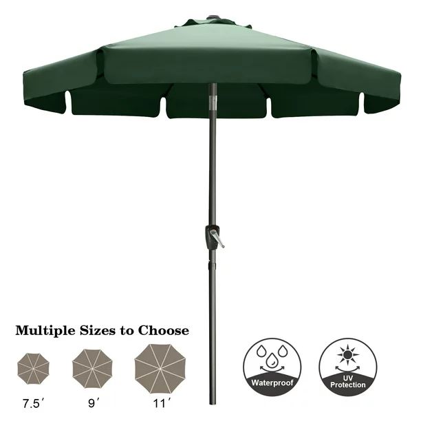 ABCCANOPY 9ft Outdoor Market Patio Umbrella with Push Button Tilt, 8 Ribs 13+Colors, Green | Walmart (US)