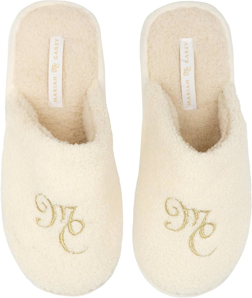 Mariah Carey Unisex Official Fuzzy Christmas Slippers, White, 7-8 US Men | Amazon (US)