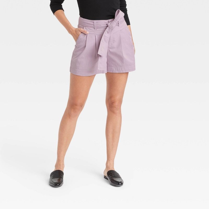 Women&#39;s High-Rise Pleat Front Shorts - A New Day&#8482; Olive 4 | Target