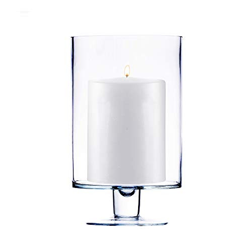 CYS EXCEL Glass Hurricane Pillar Candle Holder (H:10" W:6") | Multiple Size Choices Short Stem Candl | Amazon (US)