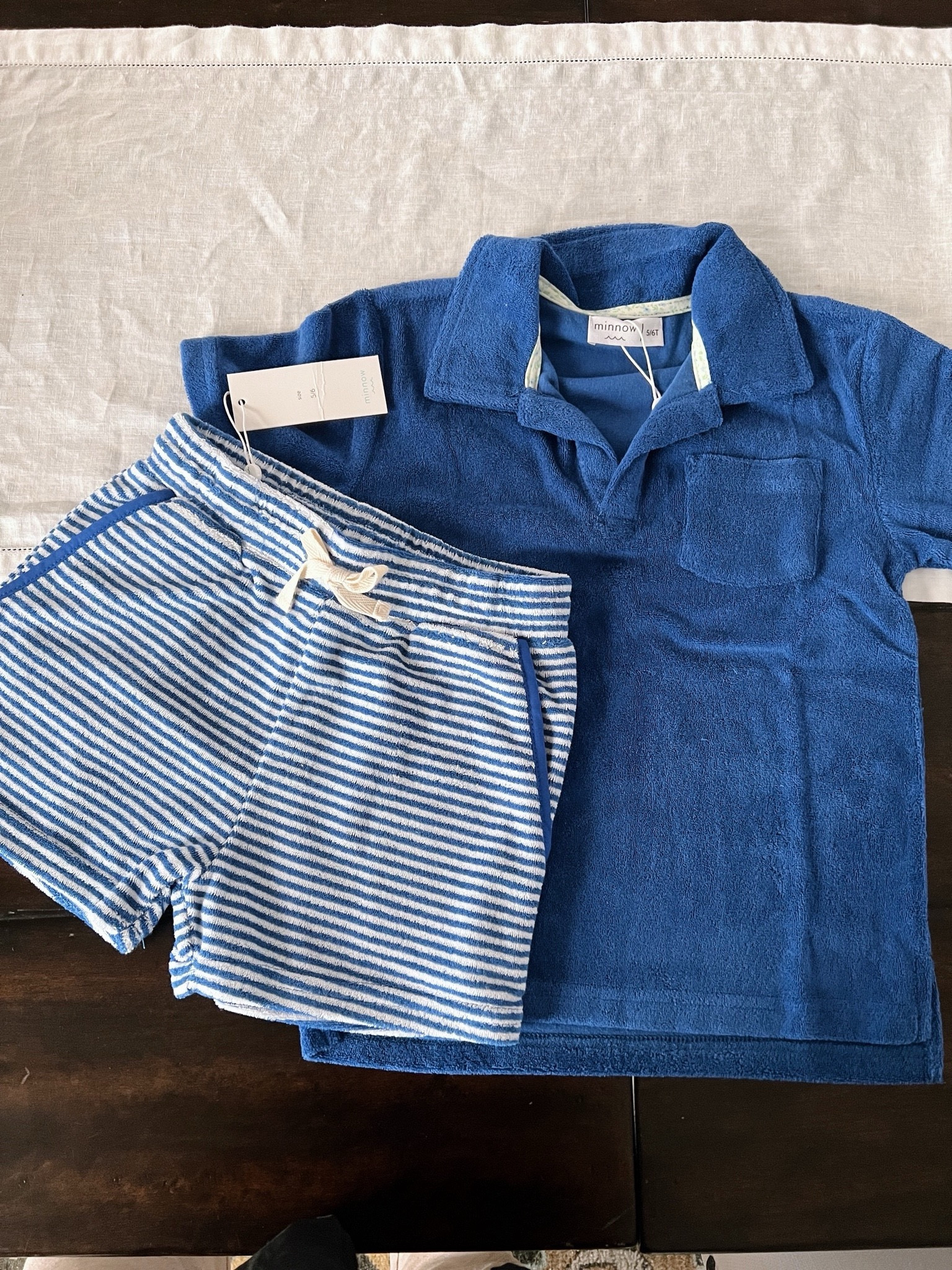 Terry blue polo and Terry blue/white drawstring shorts - perfect for summertime

#LTKswim #LTKkids