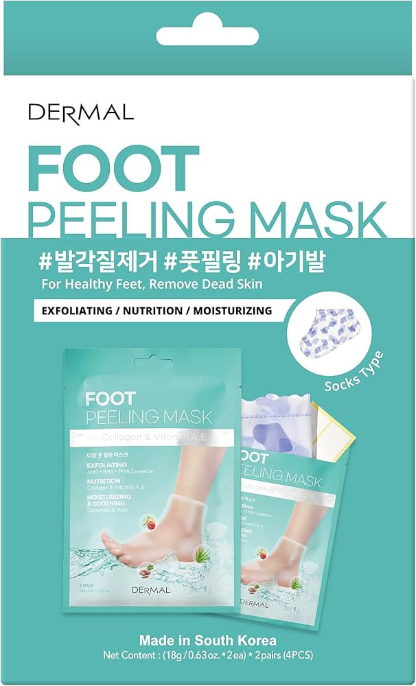 DERMAL KOREA Foot Peeling Mask 2 Pack For Dry Foot And Cracked Heel & Callus With Aloe Vera And C... | Amazon (US)