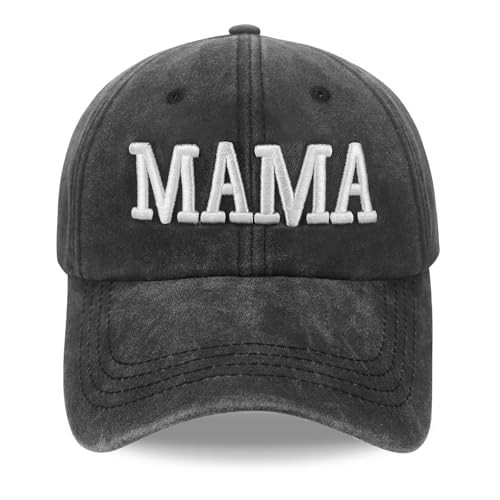 Mama Hat for Women - 100% Cotton Vintage Wash Adjustable Baseball Cap - Perfect Mom Gift for Mother's Day, Birthday, Christmas & Outdoor Activities - Breathable Girl Mom Hat with Comfort Fit Grey | Amazon (US)