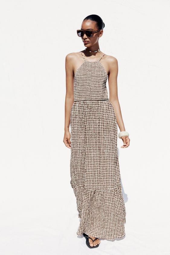 GINGHAM MIDI DRESS | Zara US
