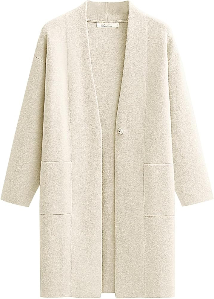 Prinbara Womens Fuzzy Cardigan Open Front Long Sleeve Single Button Fleece Sweaters Jacket Trendy... | Amazon (US)