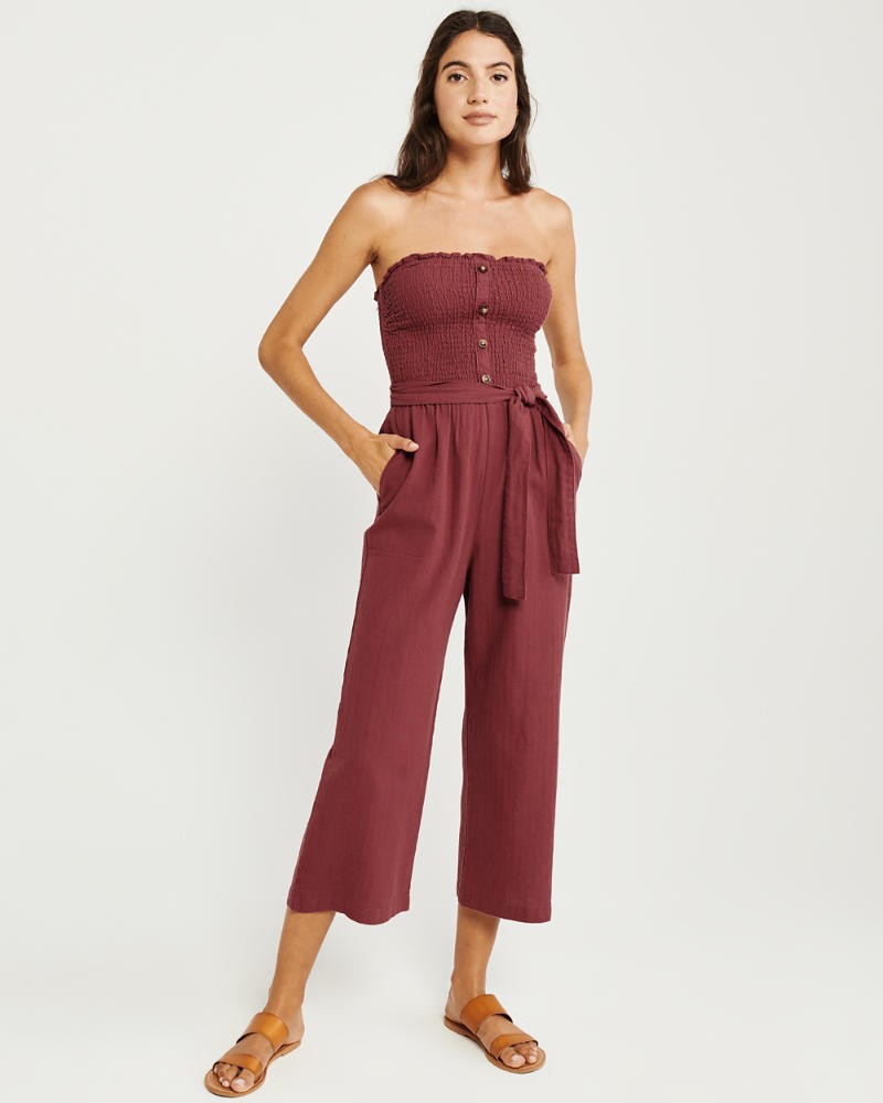 Smocked Strapless Jumpsuit | Abercrombie & Fitch US & UK