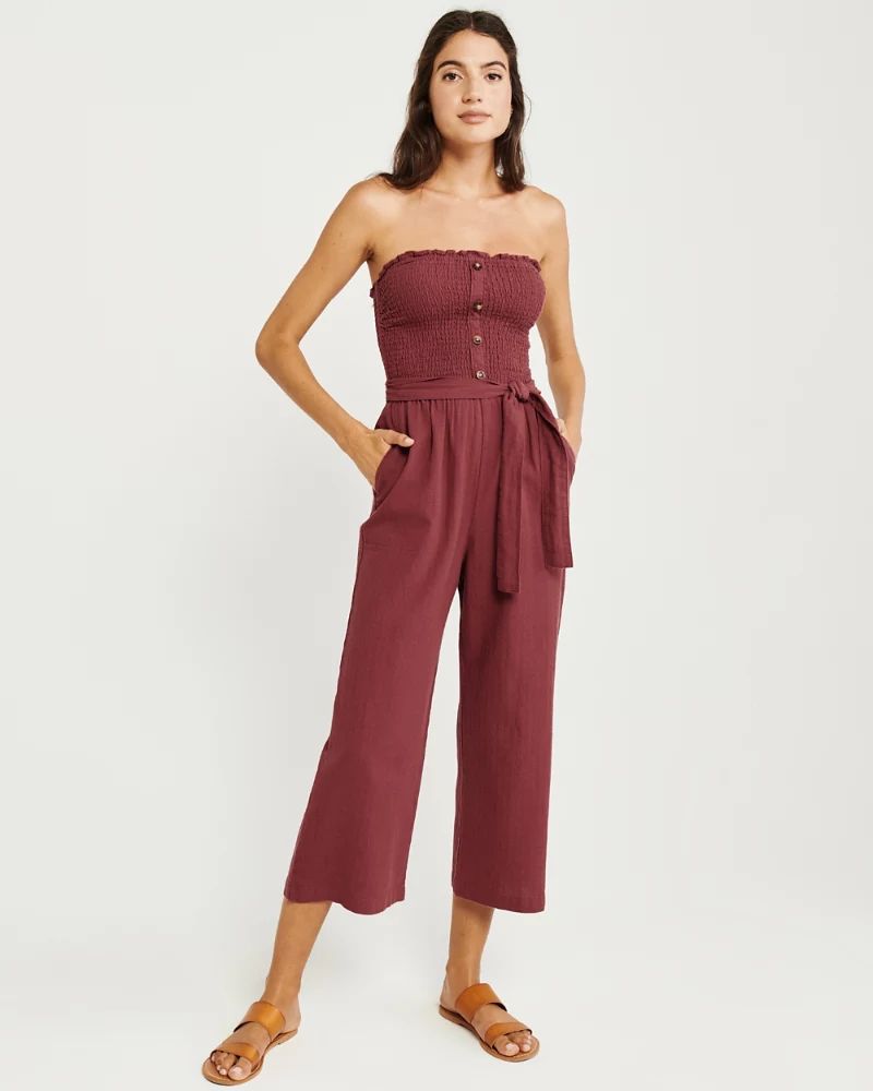 Smocked Strapless Jumpsuit | Abercrombie & Fitch US & UK