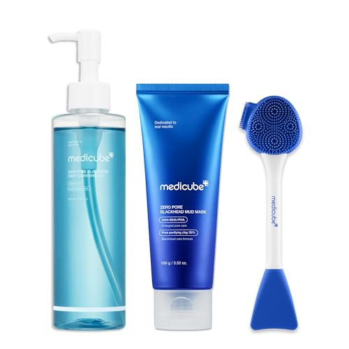 medicube 3-Step Zero Pore Care Trio: Zero Pore Blackhead Cleansing Oil, Zero Pore Mud Mask, and Multi Pore Brush & Mask Applicator | All-in-One Blackhead & Excess Sebum Facial Care Routine | Amazon (US)