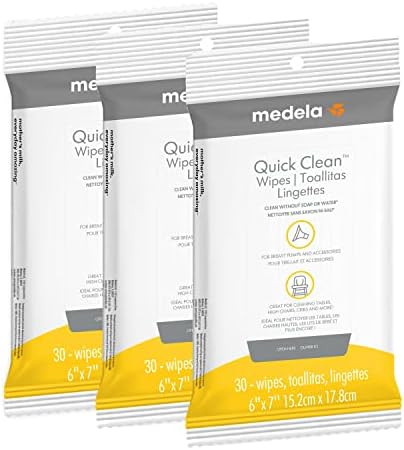 Medela Quick Clean Breast Pump and Accessory Wipes 90ct, 3 Packs of 30 Count, Resealable, Conveni... | Amazon (US)