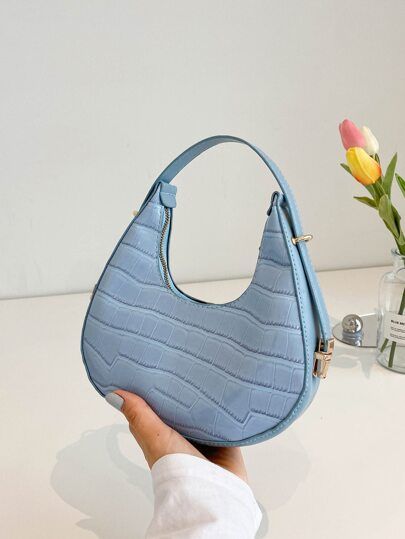 Crocodile Embossed Hobo Bag SKU: sg2302059768701010(17 Reviews)$8.40$7.98Join for an Exclusive 5%... | SHEIN