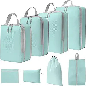 WOOMADA Compression Packing Cubes for Suitcases Travel Essentials 8 Set Expandable Travel Bags Or... | Amazon (US)