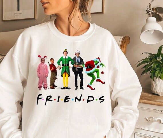 Christmas Sweatshirt,Christmas Friends Sweater,Christmas Party Outfit,Holiday Gifts,Funny Christm... | Etsy (US)