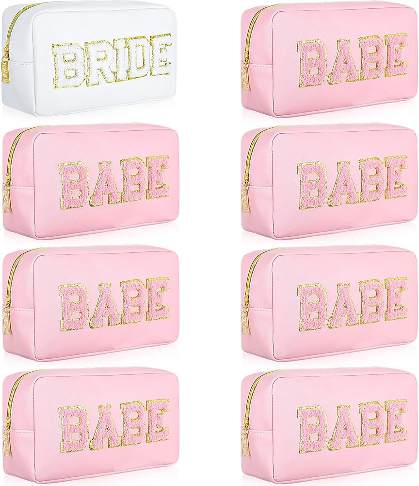 Mixweer 8 Pcs Bridesmaid Makeup Bag Bachelorette Cosmetic Bag Bridesmaid Proposal Gifts Embroider... | Amazon (US)