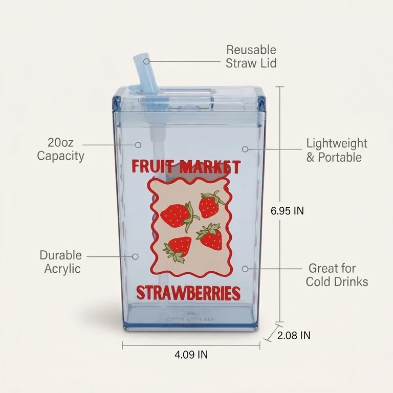 Just Feed Me by Jessie James Decker 20oz Juice Box Tumbler, Strawberry | Walmart (US)