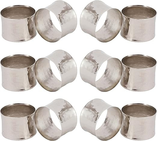 ITOS365 Handmade Round Hammered Silver Napkin Rings Holder for Dinning Table Parties Everyday, Se... | Amazon (US)