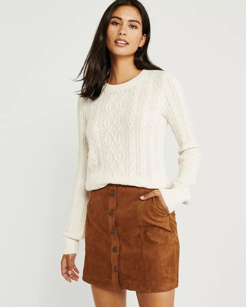 Cable Knit Crewneck Sweater | Abercrombie & Fitch US & UK