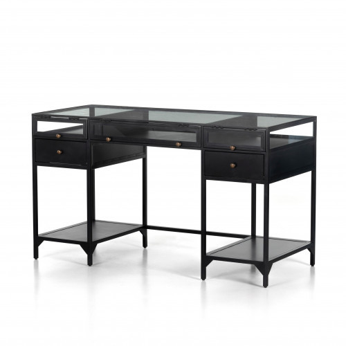 Four Hands Shadow Box Modular Writing Desk Black | Gracious Style