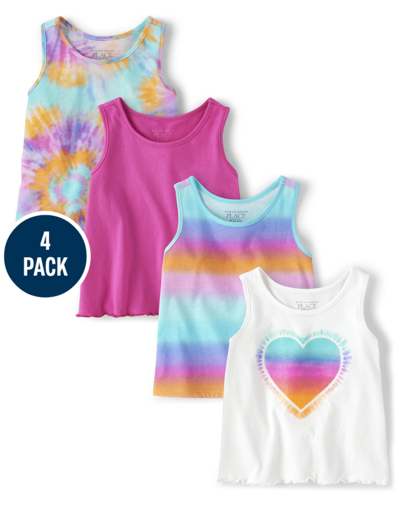 Toddler Girls Tie Dye Tank Top 4-Pack - blue radiance | The Children's Place