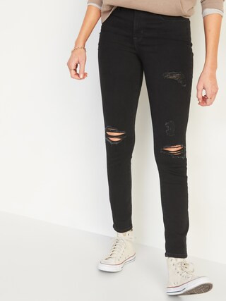 High-Waisted Pop Icon Skinny Black Ripped Jeans for Women | Old Navy (US)