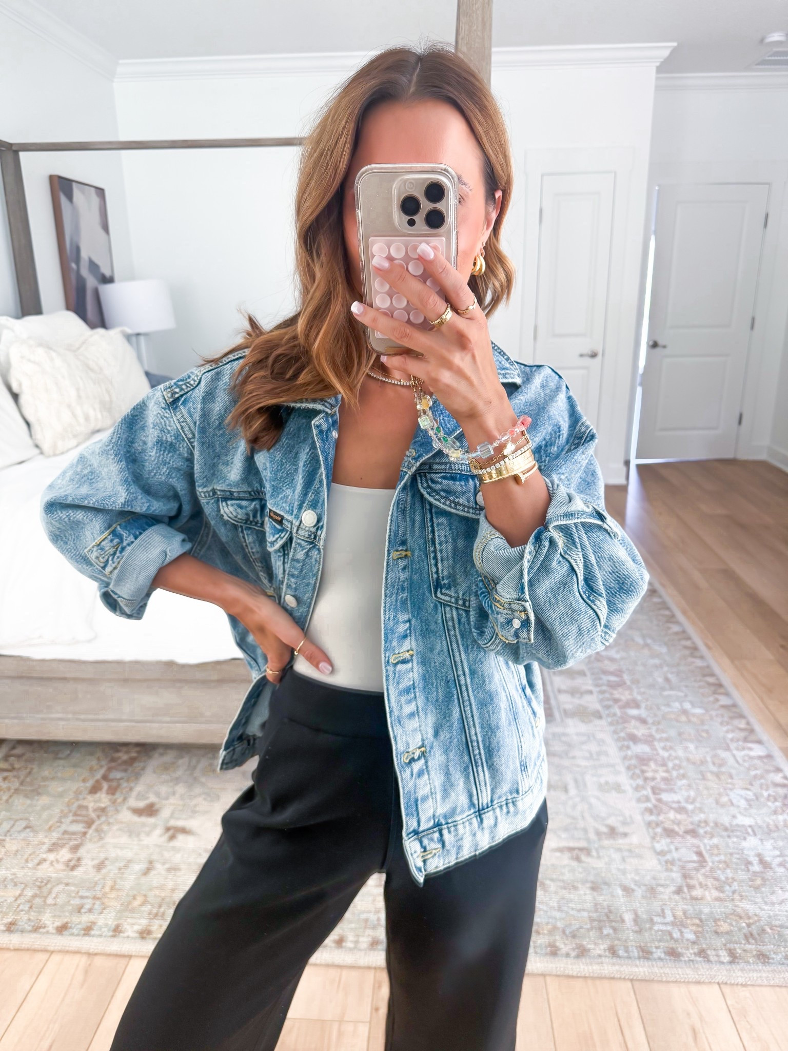 I stopped sharing bc it was sold out for so long but it’s back! Wrangler girlfriend denim jacket in XS. Slouchy denim jacket. Travel outfit. Airport outfit. Spring outfit. Summer outfit. 

#LTKootd #LTKTravel #LTKgrwm