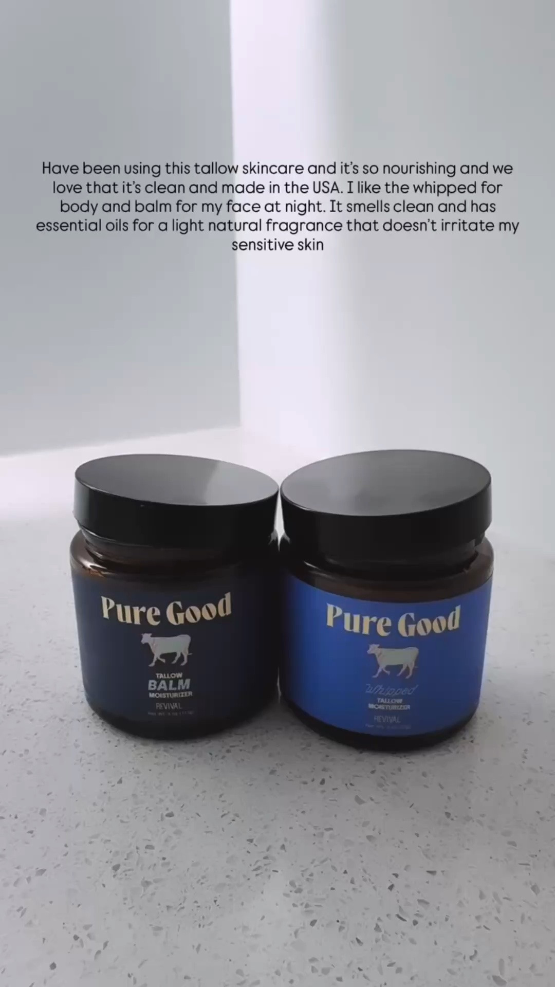 Have been using this tallow skincare and it’s so nourishing and we love that it’s clean and made in the USA. I like the whipped for body and balm for my face at night. It smells clean and has essential oils for a light natural fragrance that doesn’t irritate my sensitive skin