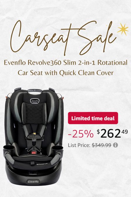 25% off the evenflo revolve360 car seat! I’m so excited to see this on sale! We purchased this rear and front facing car seat for Elliot which will be so amazing as she grows bigger. Its rotating feature will be a lifesaver getting her in and out of the car. Huge bonus that’s it’s a washable cover because we know how messy baby’s and toddlers can be! 

#LTKbaby #LTKfamily #LTKsalealert