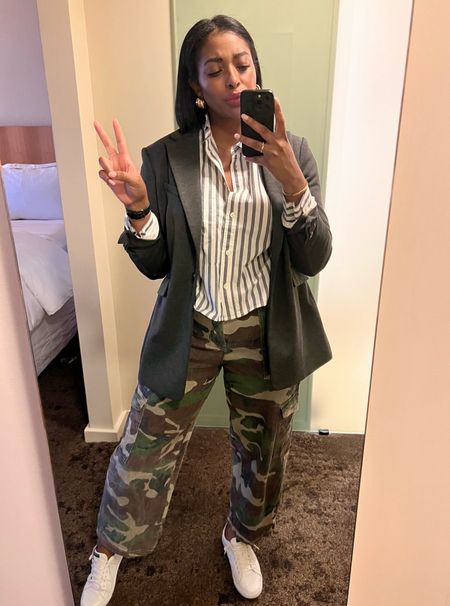 Styling a work wear look with camo cargos! I found these cargos at Ross and have been wearing them with everything. 

#LTKworkwear #LTKfindsunder50 #LTKfindsunder100