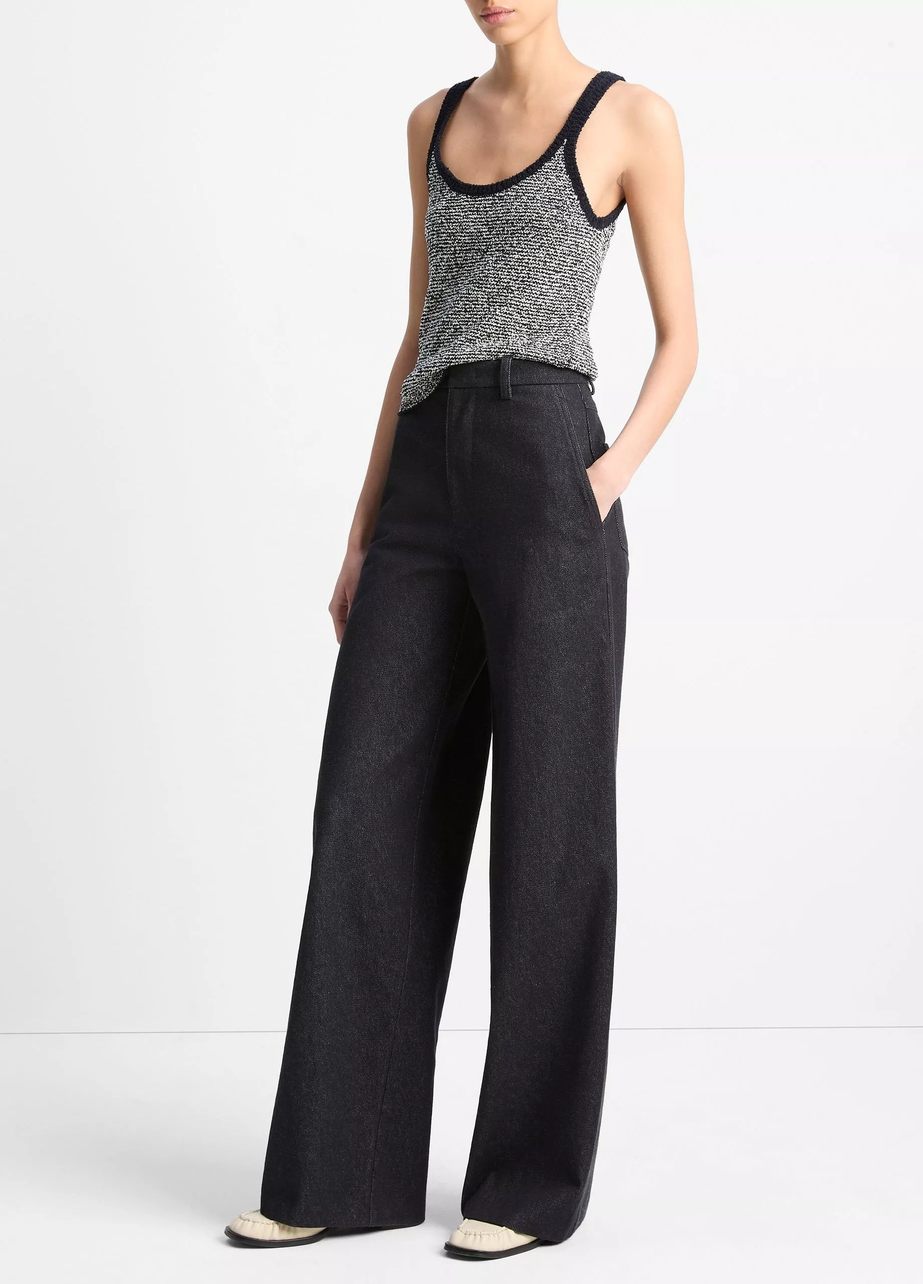 Italian Cotton High-Waist Wide-Leg Pant | Vince LLC