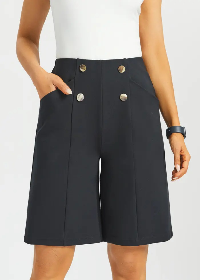 Atlantic Wide Leg Bermuda Shorts Stretch Ponte | Nordstrom